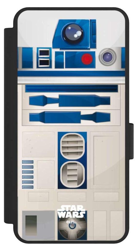 NIVOCASE Klapphülle für Samsung Galaxy S25 Edge Handyhülle aus Kunst Leder NIVOflip schwarz Fanartikel Star Wars R2D2