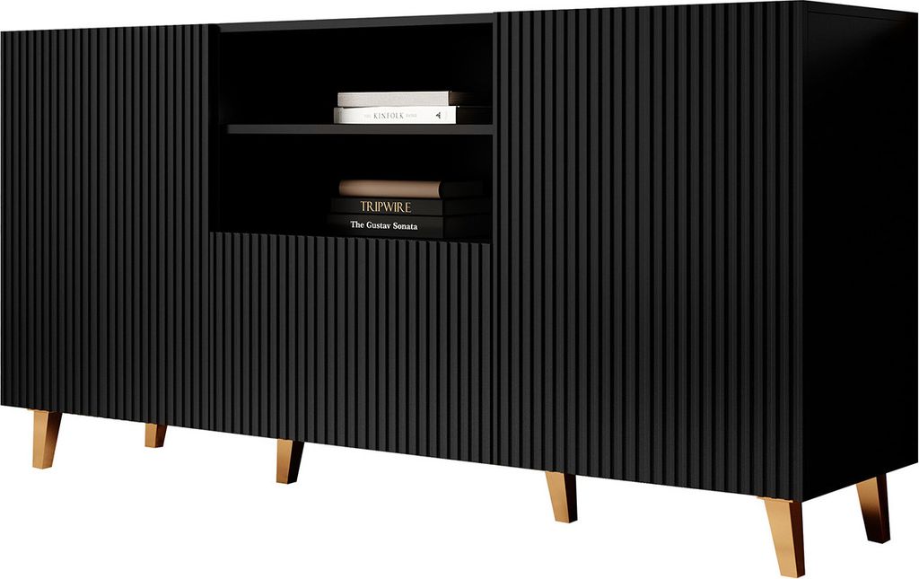 MIRJAN24 Kommode Pafos 150, Modern, Schwarz Gold, für Produktbild 