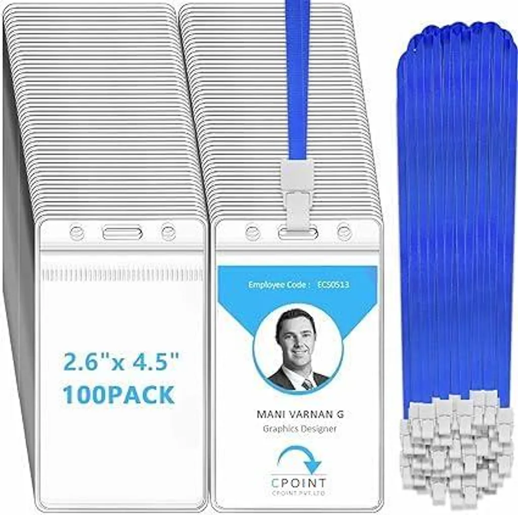Porte-badge avec cordon nylon vertical lot de 100 unités pour bureaux