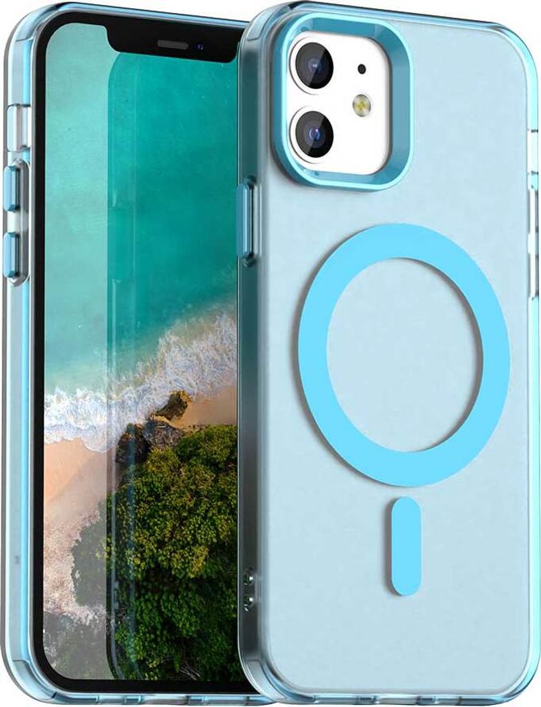 Magnetisch Hülle für iPhone 12 /iPhone 12 Pro, Schlank Durchscheinend Matt Stoßfest Handyhülle Blau