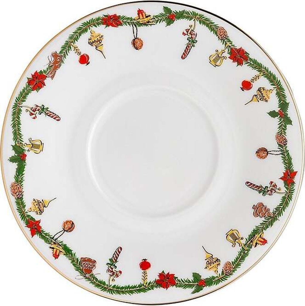 Hutschenreuther Nora Kombi-Untertasse, Weihnachtsdekor, Bone China, Christmas, 16 cm, 02048-726037-14771