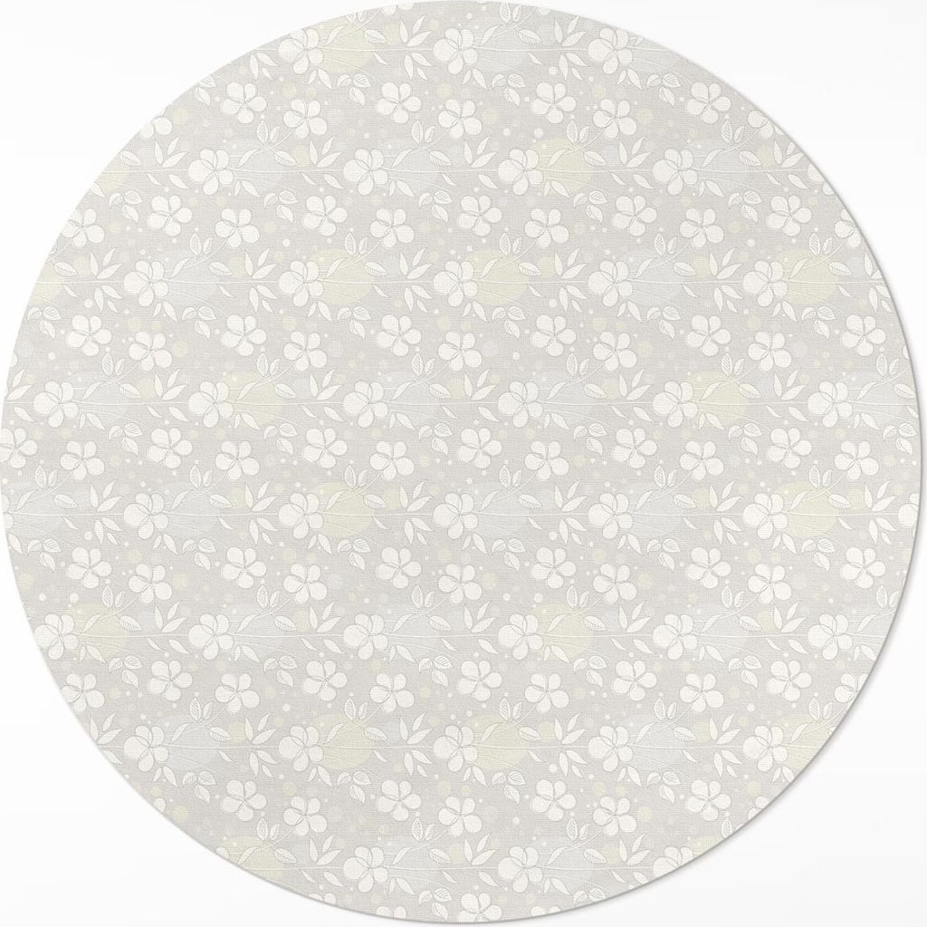 Zartes Feld Wiese kleine Blumen Boho– Vinylteppich – Indoor Teppich – Flur – Pflegeleicht – Runder Teppich – PVC Teppich – Outdoor Te...