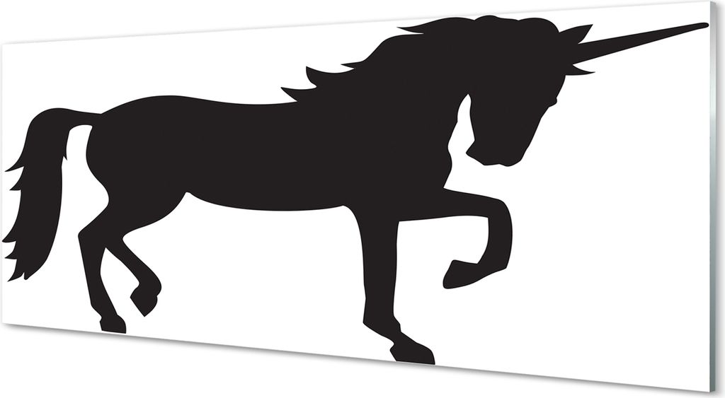 Glasbilder 125x50 Wandkunst schwarzes Einhorn