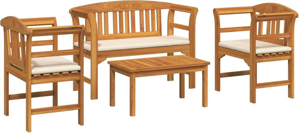vidaXL Gartenrosen-Lounge-Set mit Kissen 4 pcs Massivholz Akazie