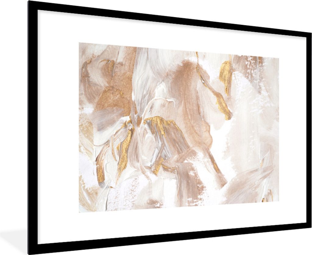 MuchoWow Gerahmtes Poster Farbe - Weiß - Abstrakt 90x60 cm - Poster mit Schwarzem Bilderrahmen Wandposter Rahmen Foto Bilder - Wanddekoration - ...