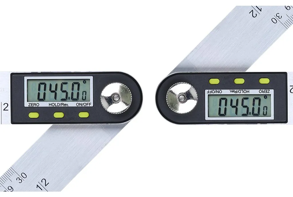 Équerre digitale étanche IP54 inox 360° avec règle 200mm de précision