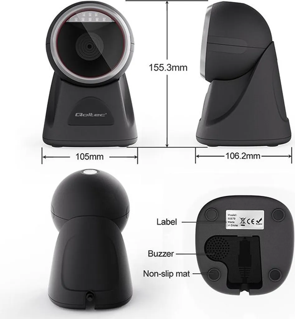 Scanner de Code-Barres Fixe 2D et QR Code Qoltec pour Comptoir de Vente - 11