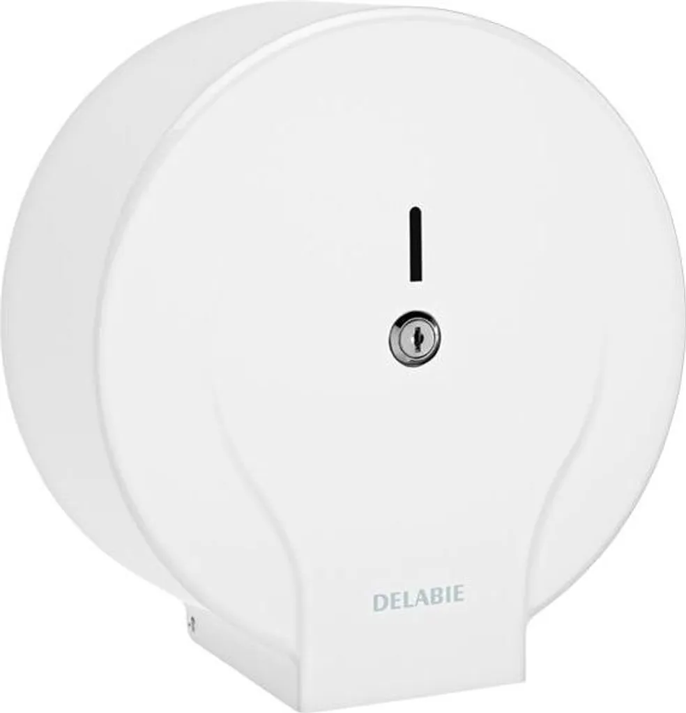 Distributeur papier toilette Delabie 400m en acier laqué blanc 405W