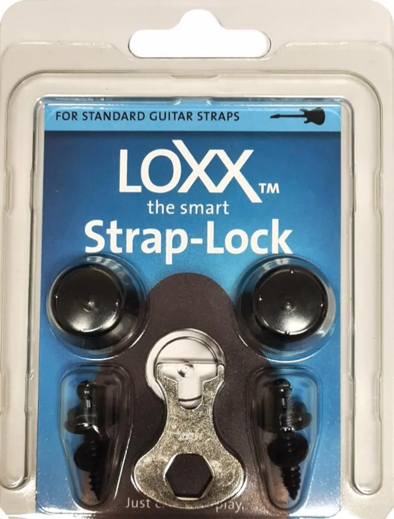 Système de fixation LOXX Music Box Noir Chrome pour Sangle Guitare