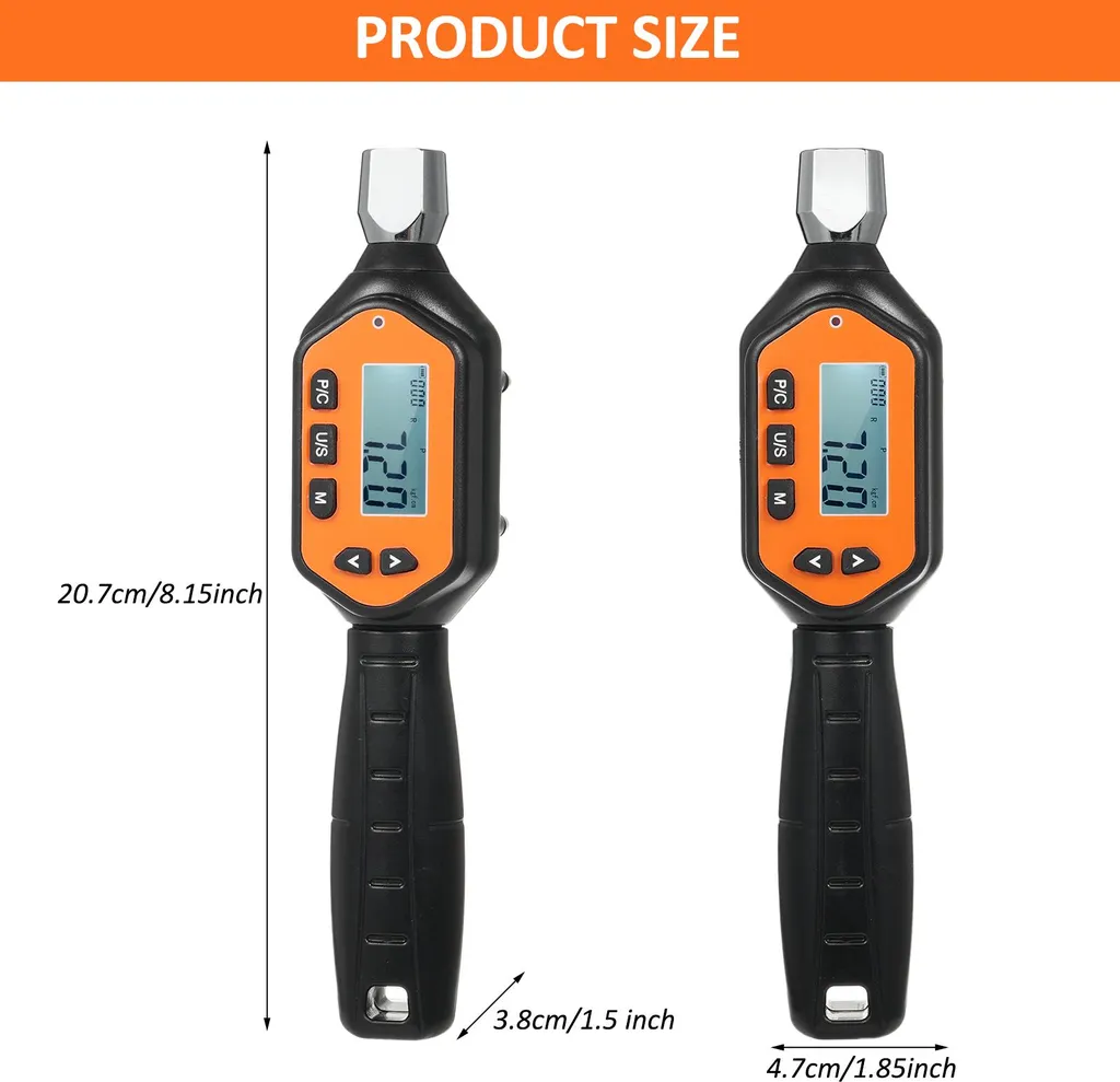Clé dynamométrique 3/8'' avec 4 unités et écran LCD à rétro-éclairage