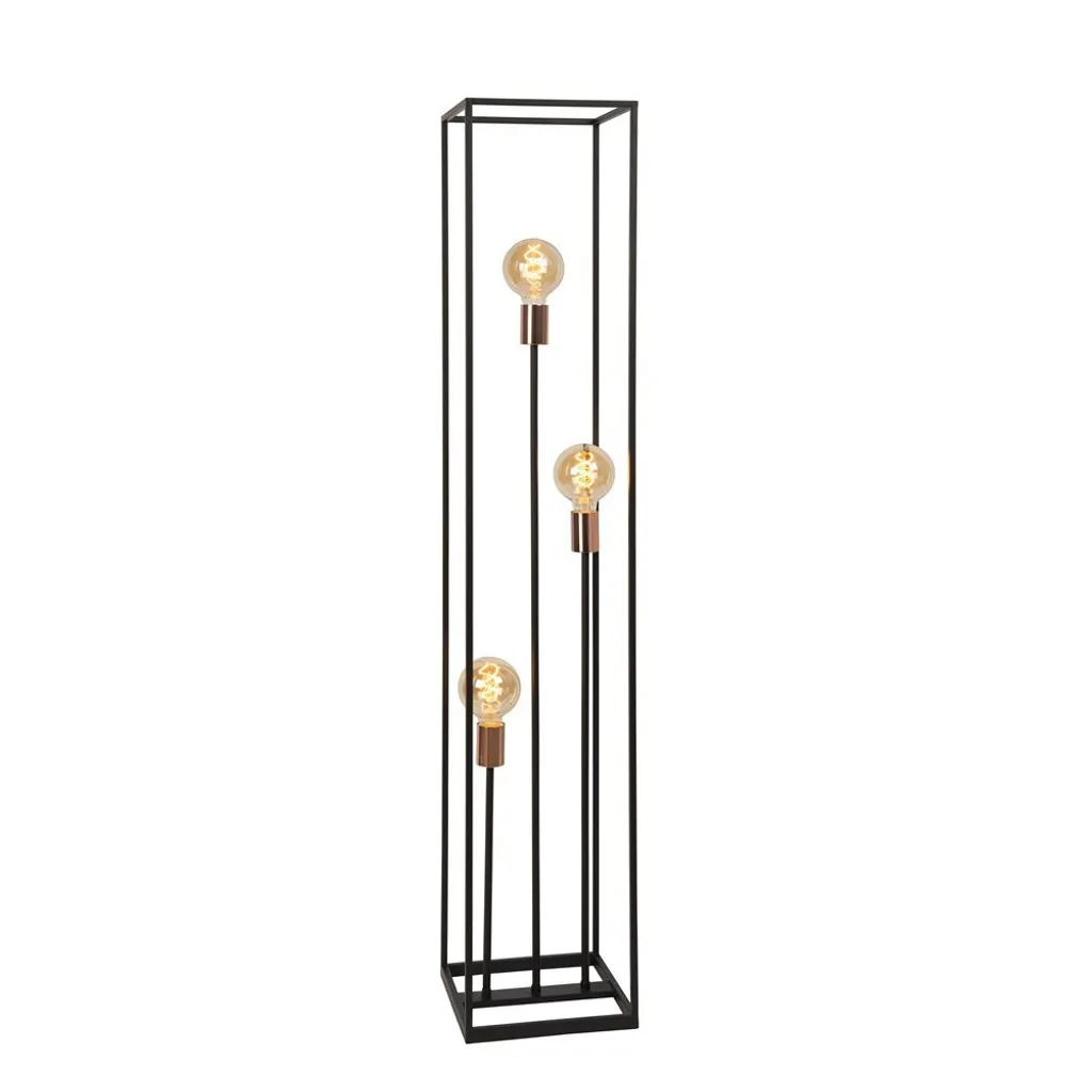 Lampadaire Design Industriel ARTHUR Cage Métallique Noire E27 40W
