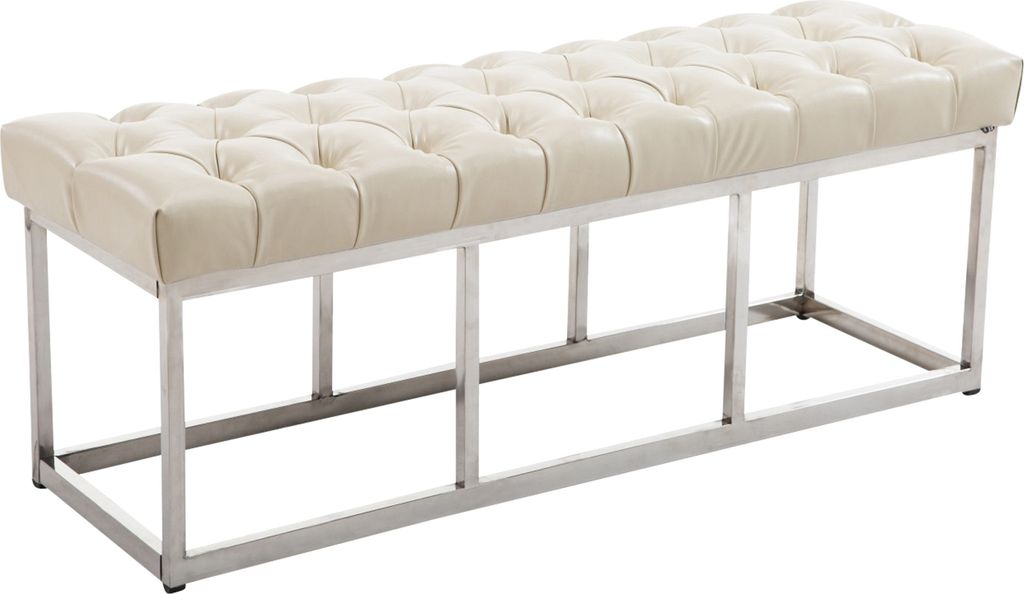 CLP Sitzbank Amun Kunstleder mit Edelstahlgestell creme Größe 120 cm