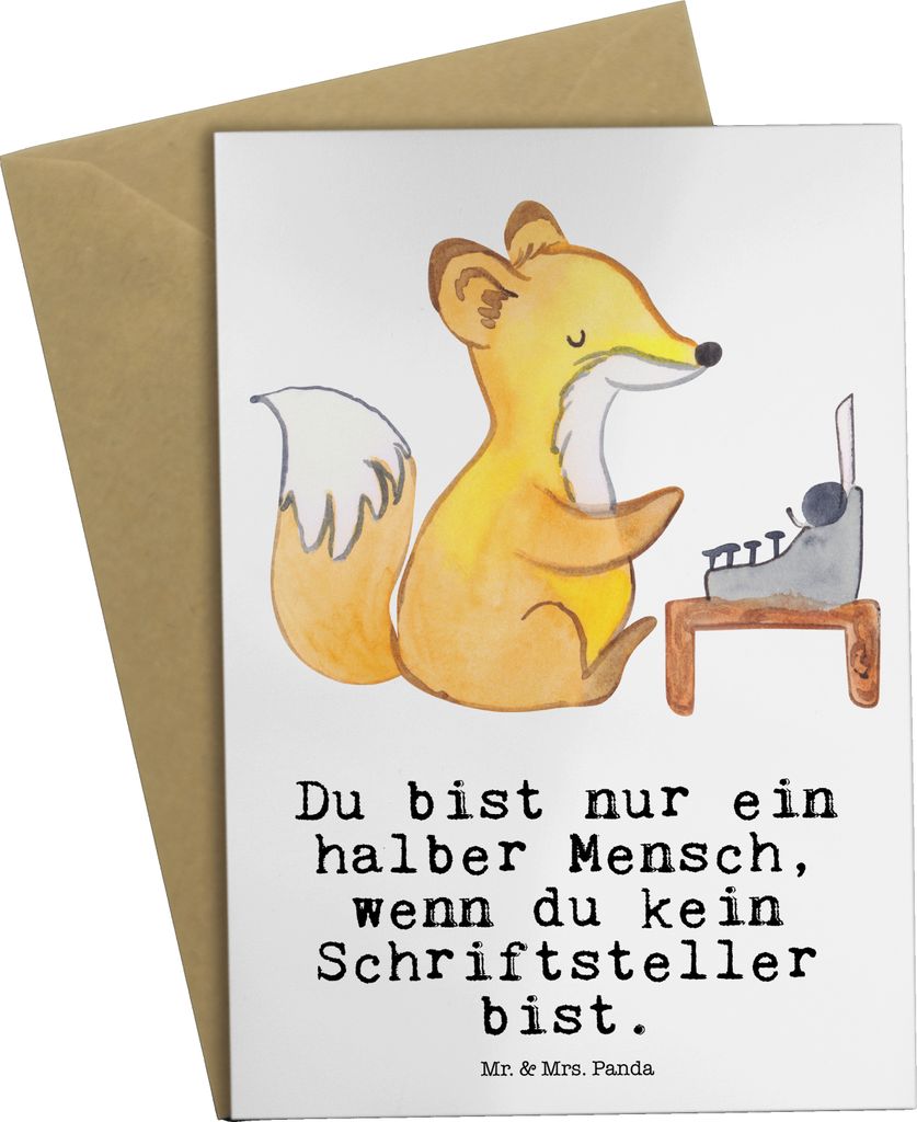 Mr. & Mrs. Panda babykarte Schriftsteller Herz - Weiß - Geschenk, glückwunschkarten, osterkarten, Buchhandlung, osterkarte, Autor, Buchladen, ein...
