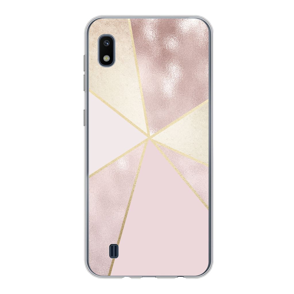 MuchoWow Handyhülle Schutzhülle Hülle für Samsung Galaxy A10 Marmor - Rosa - Gold - Schick Silikon Softcase Handy Hülle - Schutzhülle