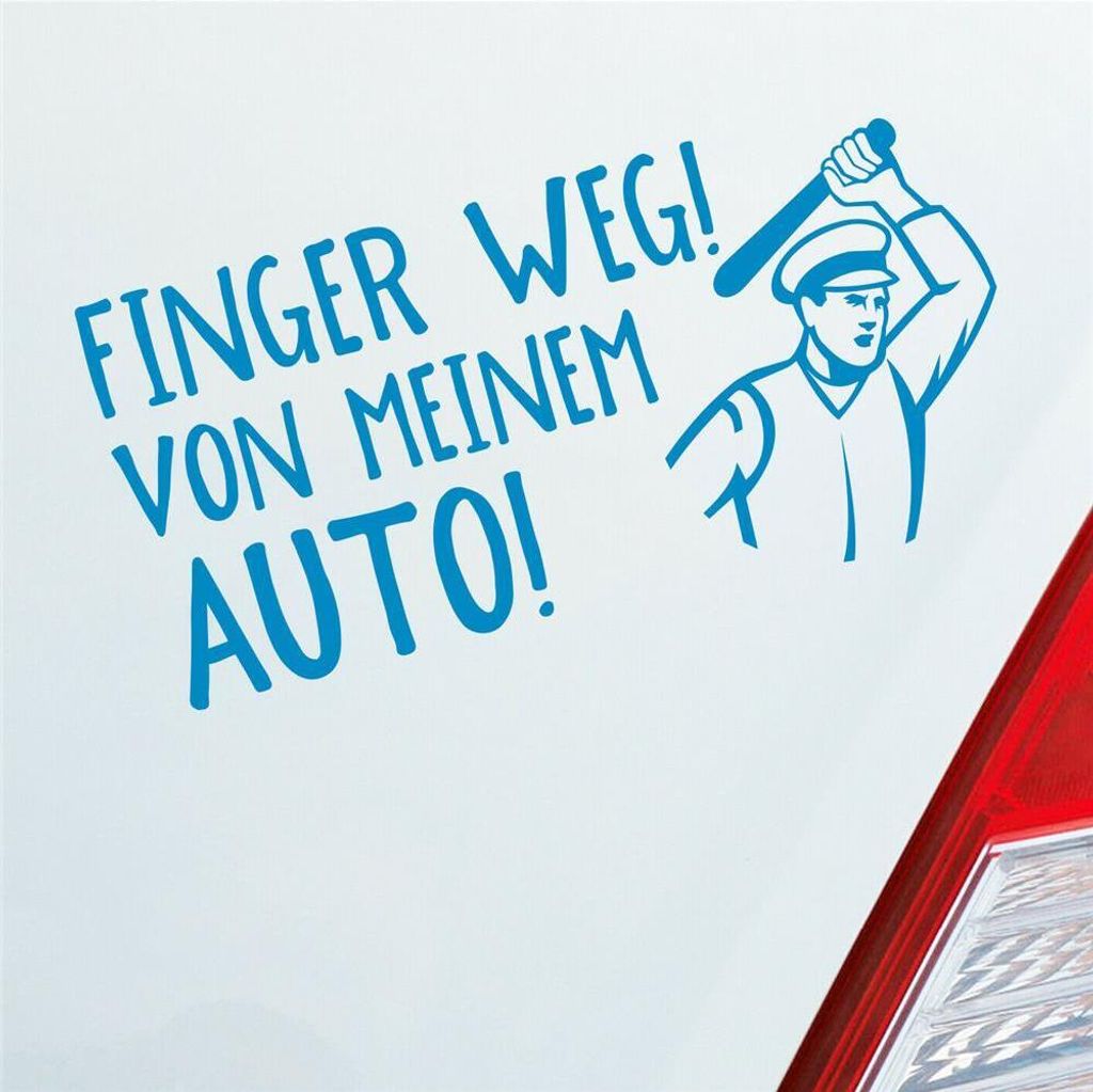 Auto Aufkleber Finger weg! von meinem Auto! Fans Car 19,5x10 cm Hellblau Sticker Heckscheibenaufkleber