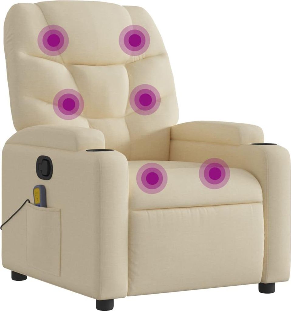 vidaXL Massage-Relaxsessel, cremefarbener Stoff