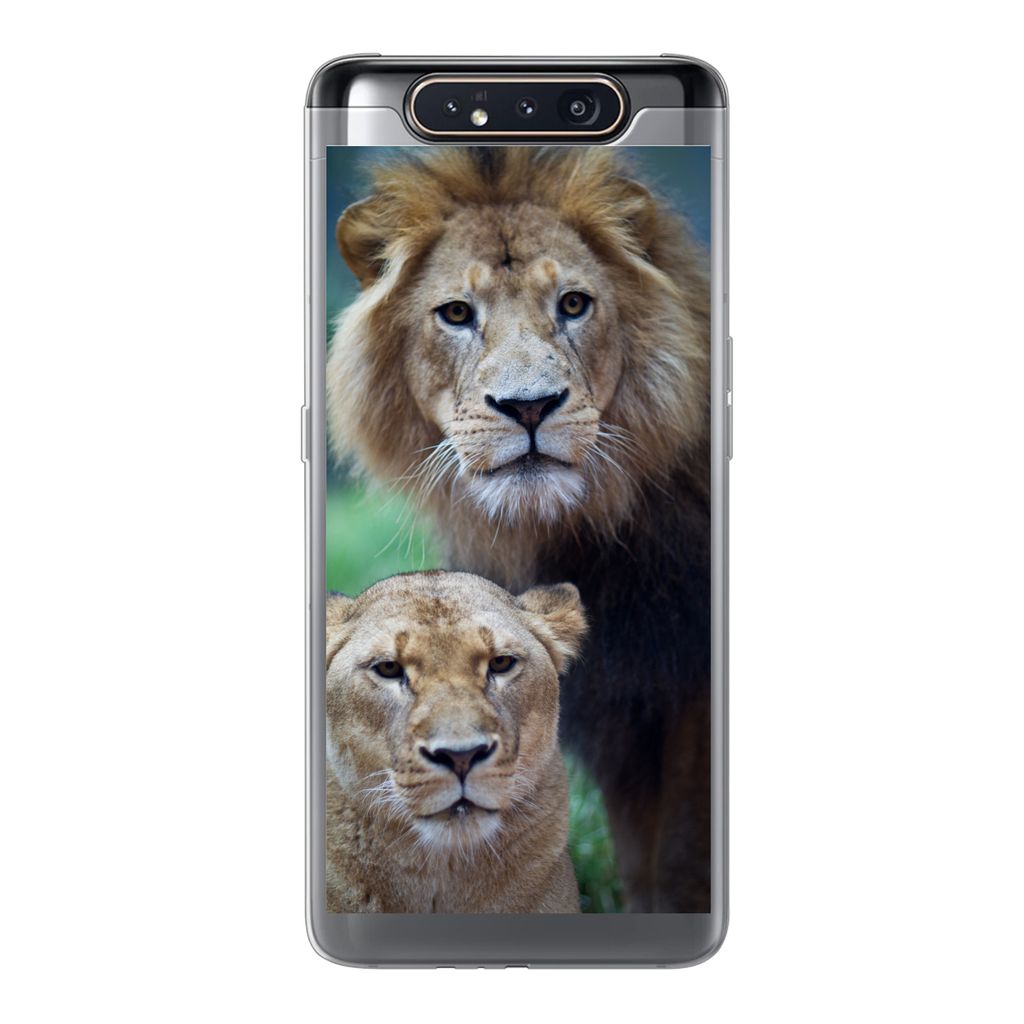 MuchoWow Handyhülle Schutzhülle Hülle für Samsung Galaxy A80 Porträt - Löwe Silikon Softcase Handy Hülle - Schutzdeckel