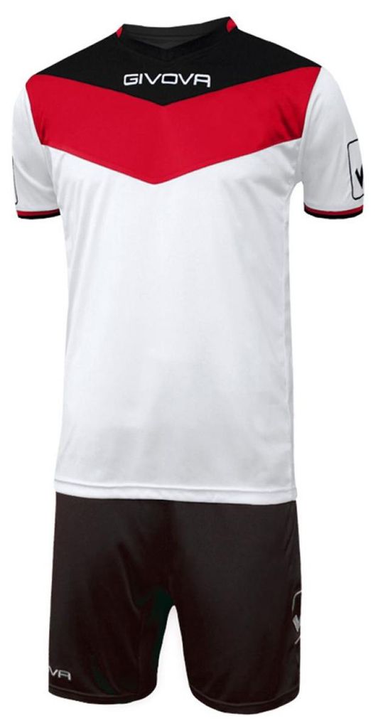 Givova - T-Shirt und Shorts für Herren PP12983 (XS) (Weiß/Schwarz/Rot)
