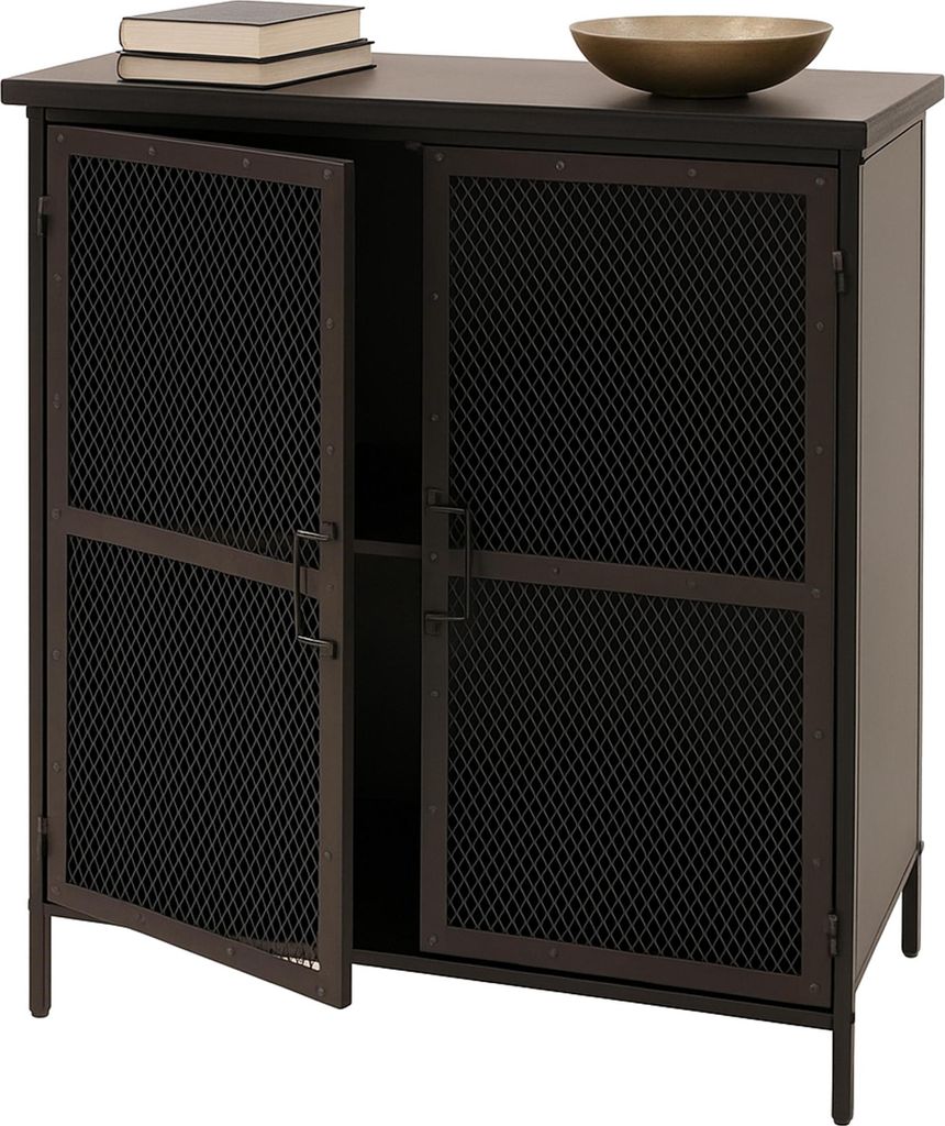 Apothekerkommode MCW-O79, Schrank Highboard Staufächer, Vintage Shabby-Look 94x80x35cm, Metalloptik