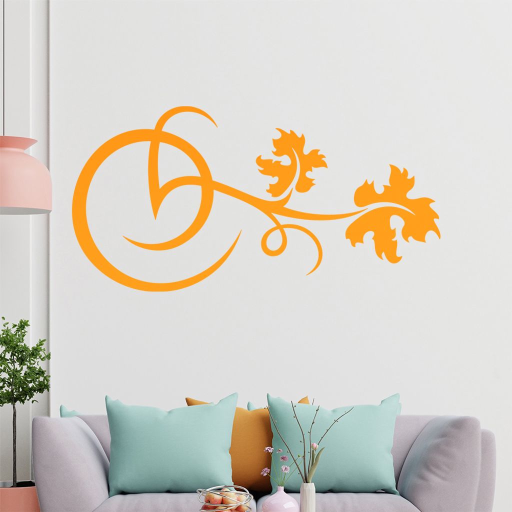 Blätter - Linien Wandtattoo in 6 Größen - Wandaufkleber Wall Sticker - Dekoration, Küche, Wohnzimmer, Schlafzimmer, Badezimmer