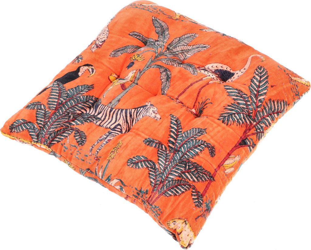 Samt Steppkissen, Samt Stuhlkissen, Sitzauflage, 40*40 cm - Orange, Baumwolle, Zierkissen, Dekokissen, Sofakissen