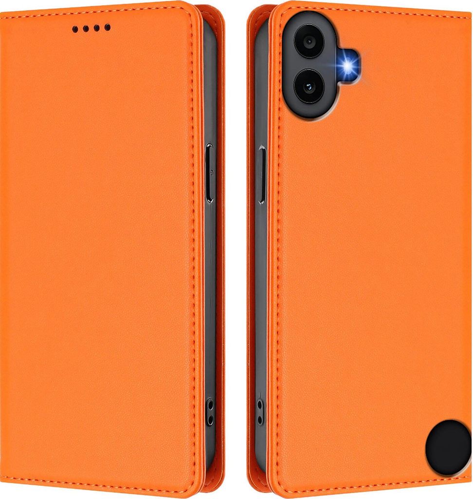 Handyhülle für Nothing CMF Phone 1, Kunstleder Klapphülle Stoßfeste Magnetische Hülle mit Ständer Orange
