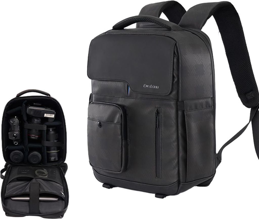 Cwatcun D97 Fotografie-Kameratasche, Kamerarucksack, wasserdicht, kompatibel mit Canon/Nikon/Sony/Digital-SLR-Kameragehaeuse/Objektiv/Stativ/15,6-Z...