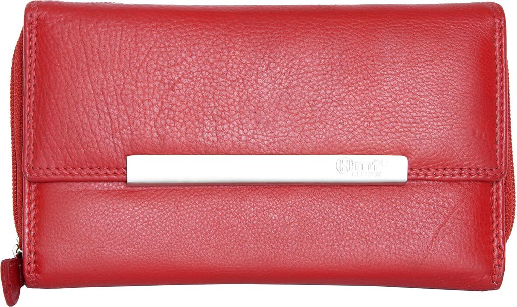 Rote große und geräumige Ledergeldbörse aus weichem Echtleder