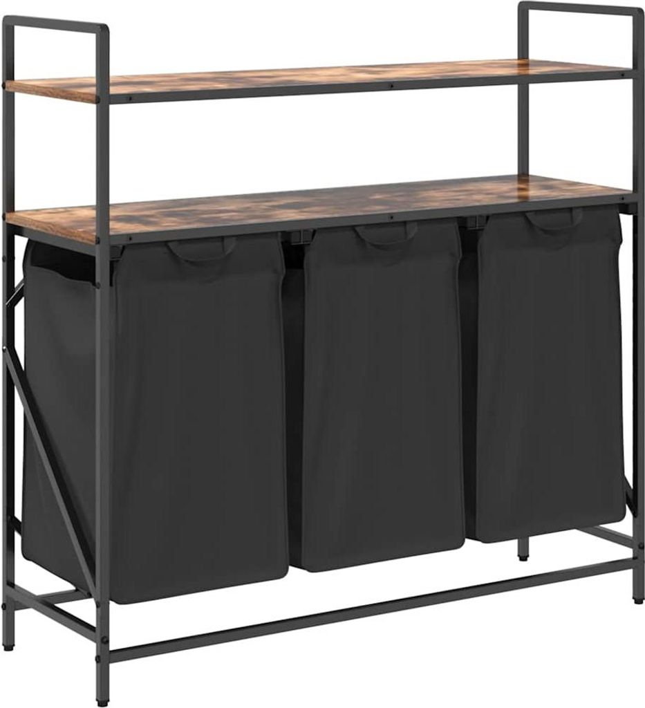 Wäschekorb 3 Fächer mit Ablagen Räuchereiche