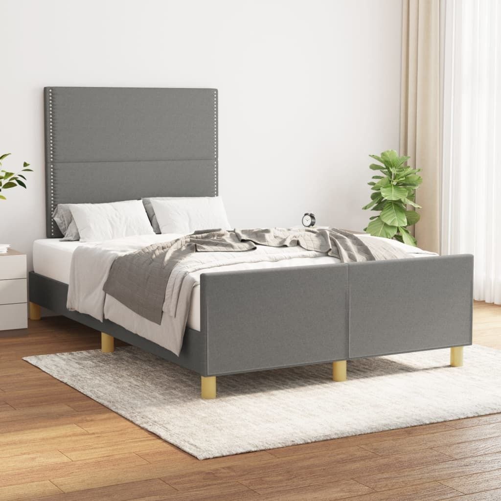The Living Store Bettgestell mit Kopfteil Dunkelgrau 120x200 cm Stoff