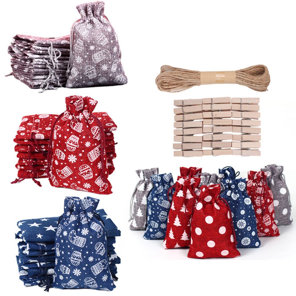 24 Set Christmas Candy Bag Drawess Anti-Deformed Delicate Smooth Touch Gift Storage Starke, ladende, großartige gedruckte Geschenktüte für Gesch...