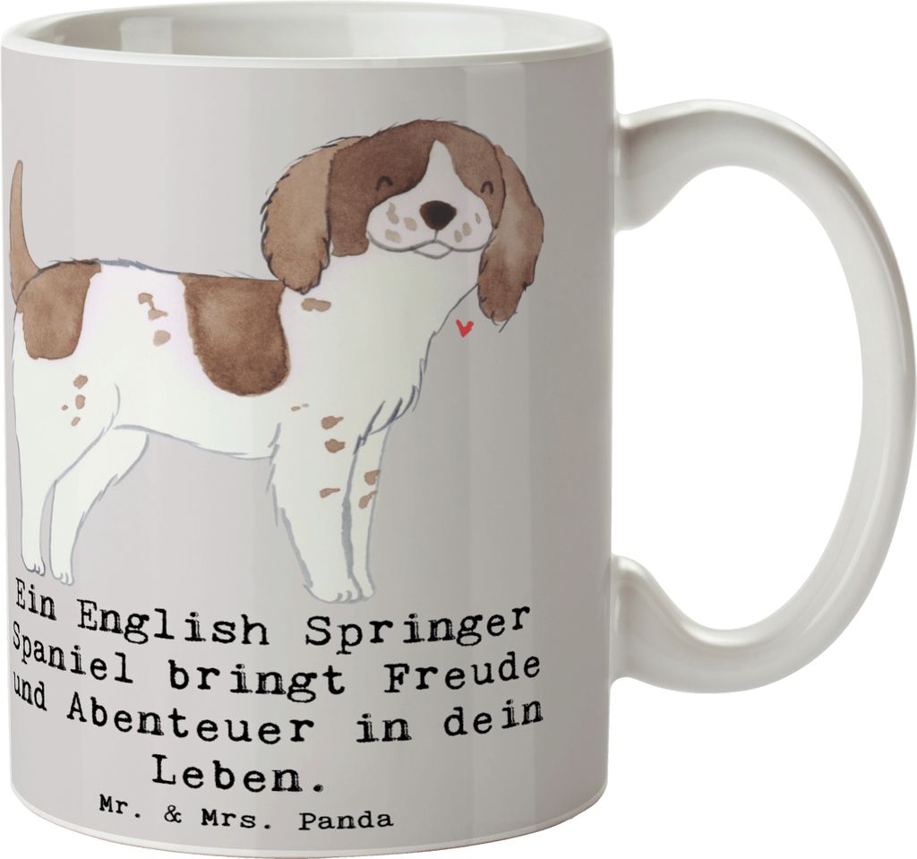 Mr. & Mrs. Panda Becher English Springer Spaniel Freude - Grau Pastell - Geschenk, Hunderassen Pflege, Hundeliebhaber, Hundebesitzer, treuer Beglei...