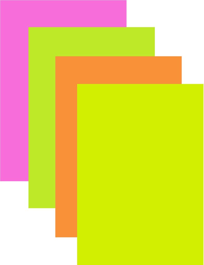 40 Blatt farbiges Druckerpapier / Farbe: je 10x Neon-pink, gelb, grün und orange