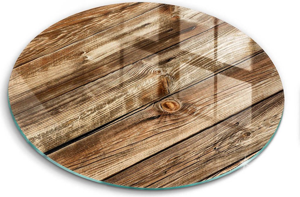 Glasschneideplatte - Herdabdeckplatte - fi40 cm -Schneidebrett - Spritzschutz - Holzstrukturplatten