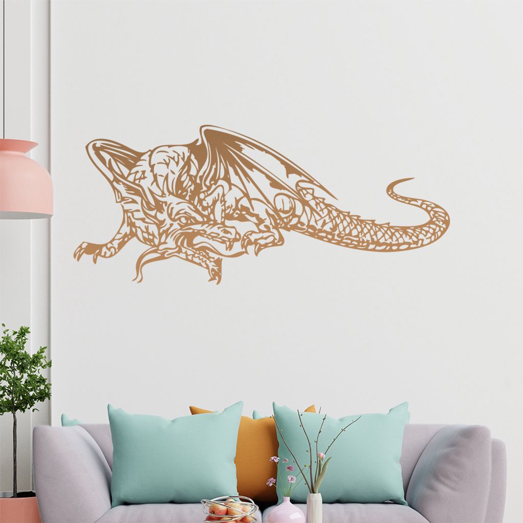 KIWISTAR Drache Wesen Flugdrache Mittelalter Wandtattoo in 6 Größen - Wandaufkleber Wall Sticker - Dekoration, Küche, Wohnzimmer, Schlafzimmer, ...