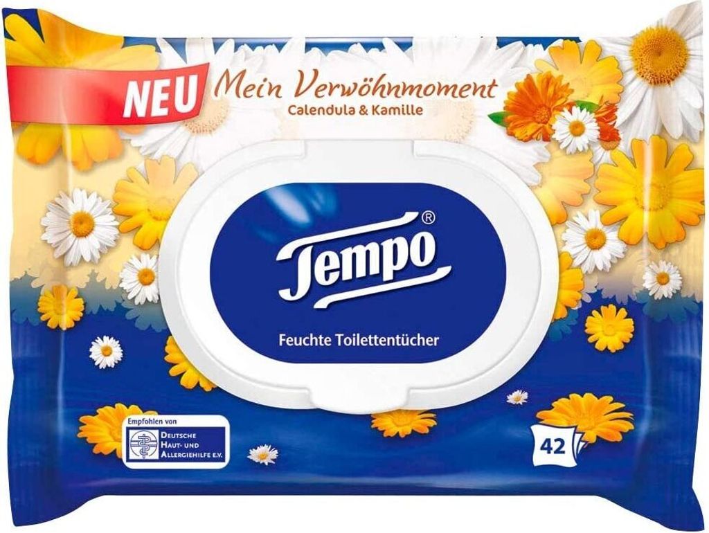 Tempo Toilettentücher Feucht Calend.& Kamille (42Bl Produktbild 