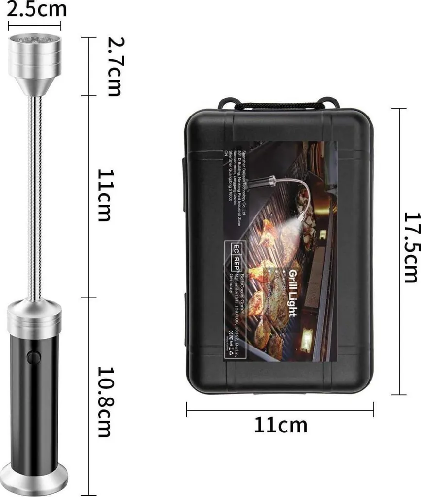 Set de 2 Lampes de Barbecue Magnétiques Noires avec Éclairage LED à 360°