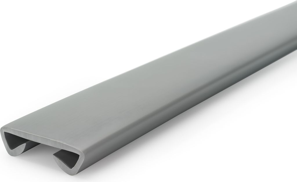 QUEST Handlauf PVC, Treppenhandlauf 40x8 mm, Kunststoffhandlauf, Handlaufverkleidung STANDARD, Rutschfest, grau, 1 m