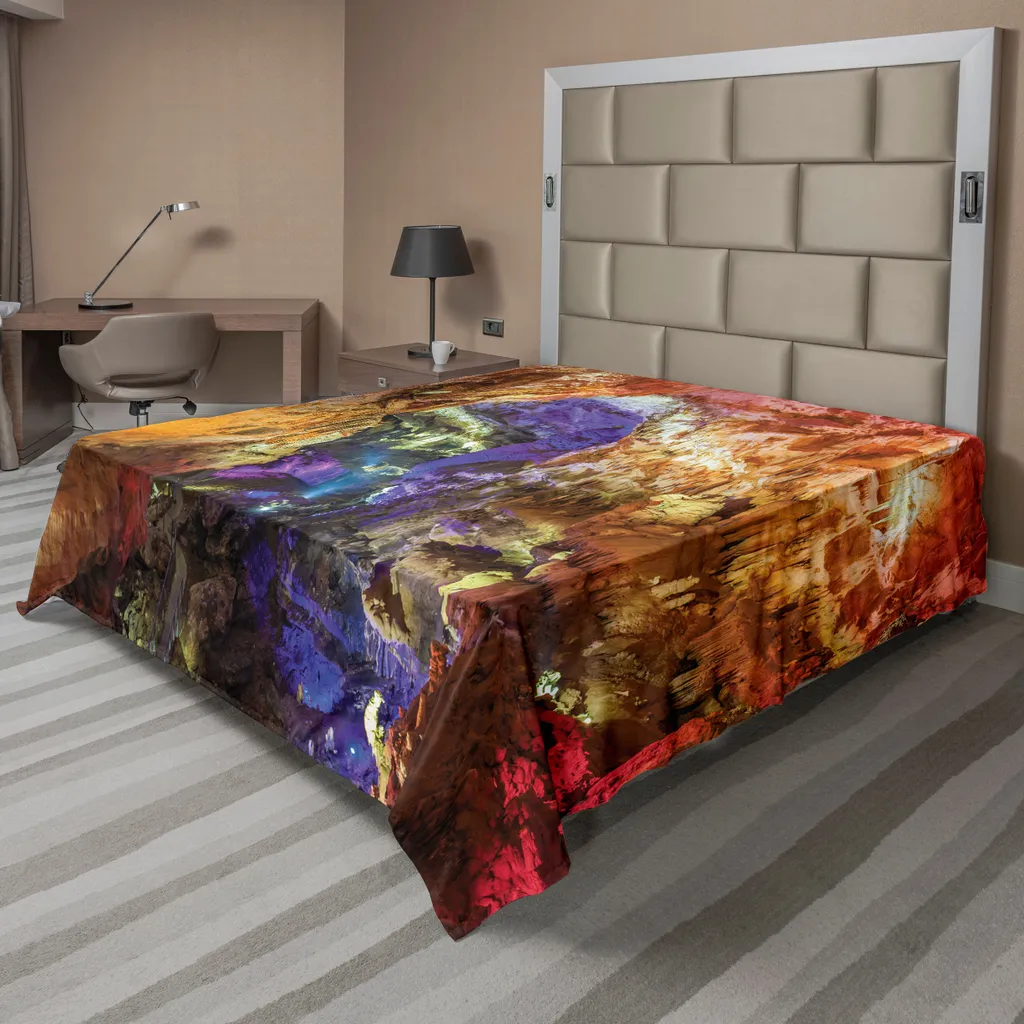 Drap de lit supérieur doux décoratif à motif Grotte Naturelle 266x260 cm