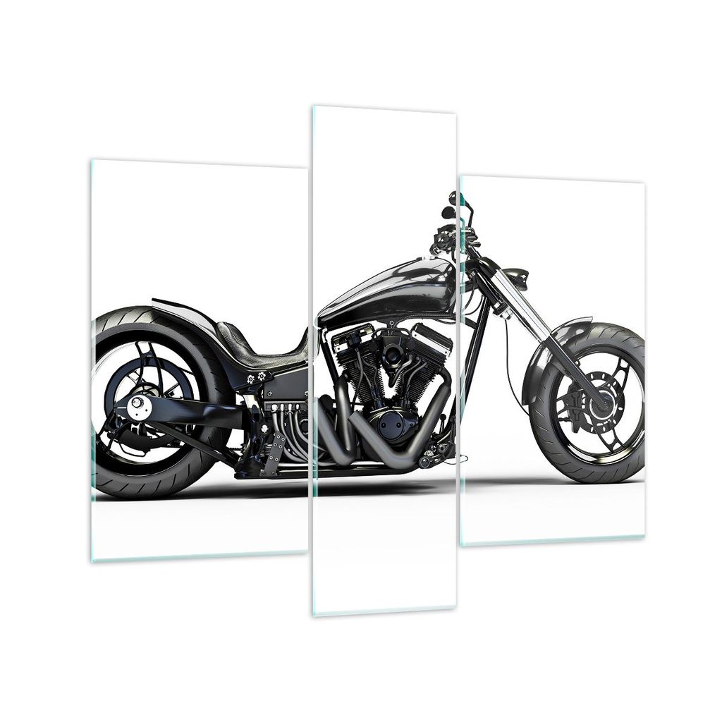 Bilder auf glas - Freiheit Motorrad Geschwindigkeit Stahl - 95x80cm - Glasbilder - Wandbilder - Kunstdruck - Wanddekoration aus Glas - Glas Bilder ...