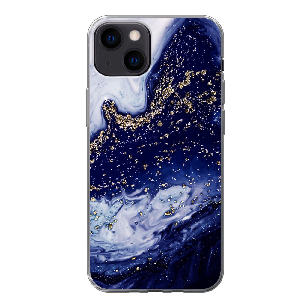 MuchoWow Handyhülle Schutzhülle Hülle für iPhone 13 Marmor - Gold - Natursteine Silikon Softcase Handy Hülle - Karteninhaber