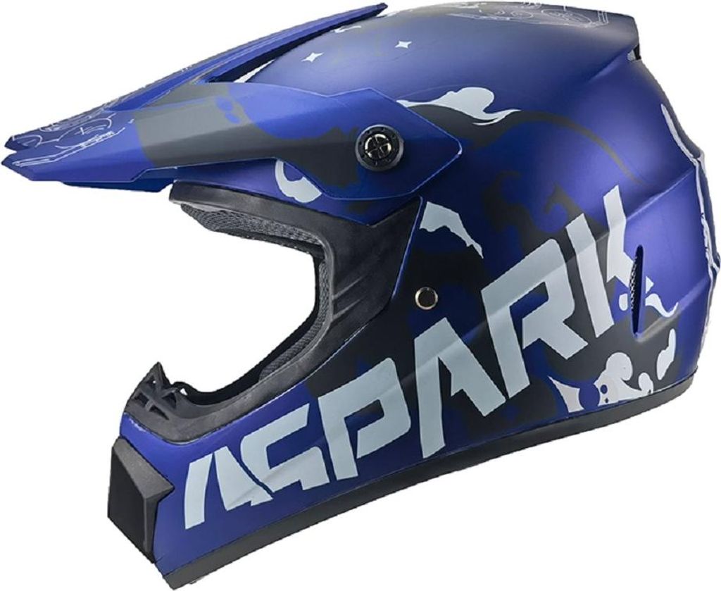 Crosshelm Helm Kinderhelm Motorradhelm Motocross Motorrad Spark Blau Größe L