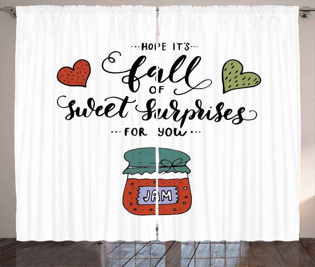 ABAKUHAUS Hoffen Rustikaler Vorhang, Sketch Stil Marmelade in einem Glas, Wohnzimmer Universalband Gardinen mit Schlaufen und Haken, 280 x 225 cm, ...