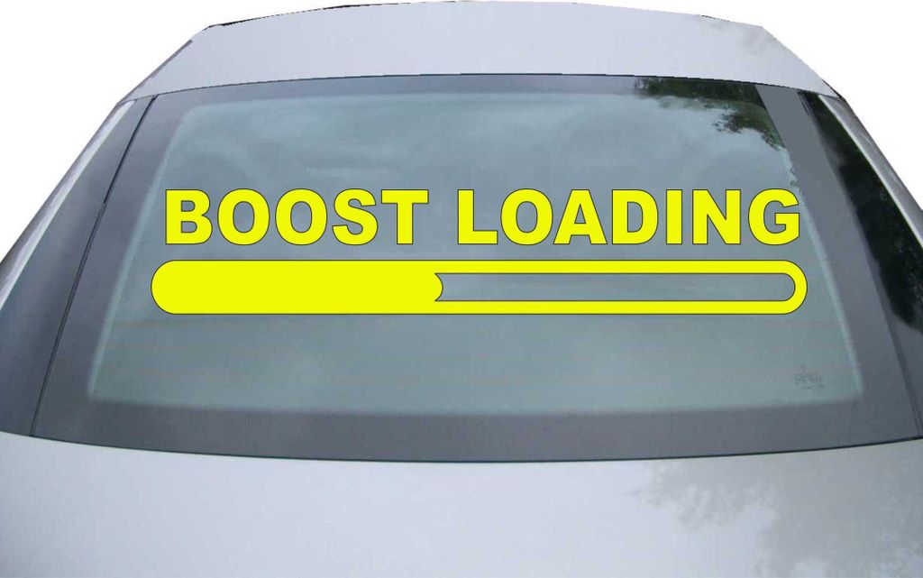 Indigos UG - Aufkleber Heckscheibe & Motorklappe DE2038 - neongelb - 600x114 mm - boost loading - Auto Scheiben Fenster Heckklappe Tuning Racing JD...