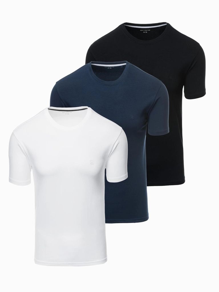 Ombre T-Shirt 3er Set mit Rundhalsausschnitt weiß/dunkelblau/schwarz XXL