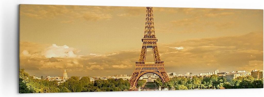Bild auf Leinwand - Leinwandbild - Eiffelturm Frankreich Paris - 160x50cm - Wand Bild - Wanddeko - Leinwanddruck - Bilder - Kunstdruck - Wanddekora...