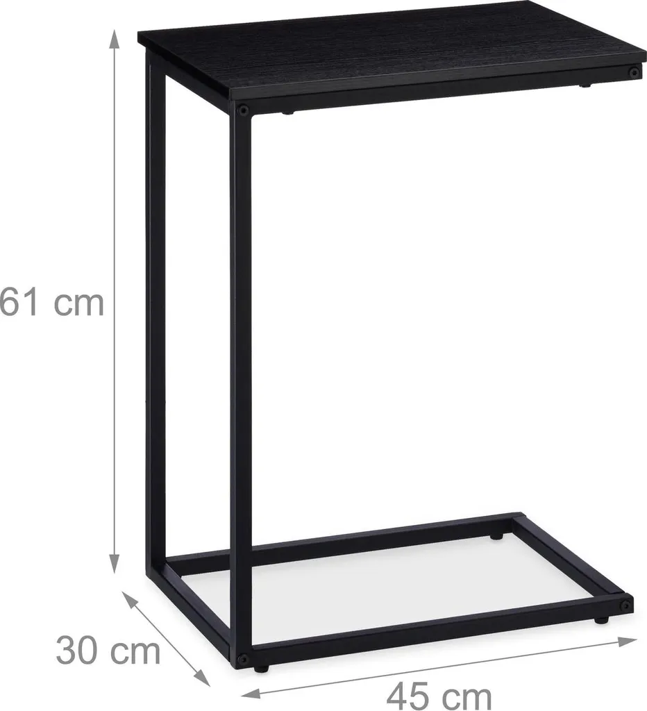 Table d'appoint noire avec base en métal robuste - Modèle LOFT-22