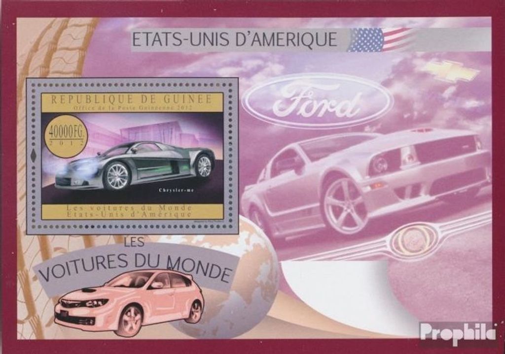 Briefmarken Guinea 2012 Mi Block 2167 (kompl. Ausgabe) postfrisch Autos der USA (Chrysler-me)