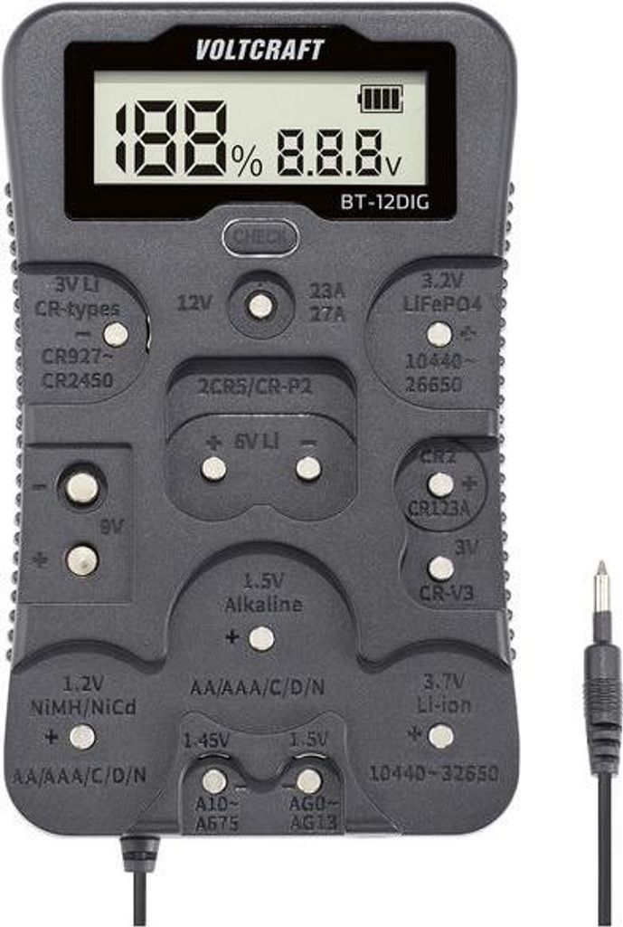VOLTCRAFT Batterietester BT-12DIG Messbereich Produktbild 