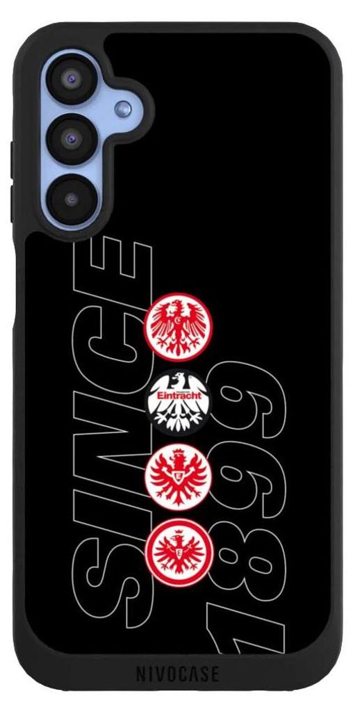 NIVOCASE Handyhülle für Samsung Galaxy A15 5G Hülle NIVOpure Case Schwarz Adler Eintracht Frankfurt Logo